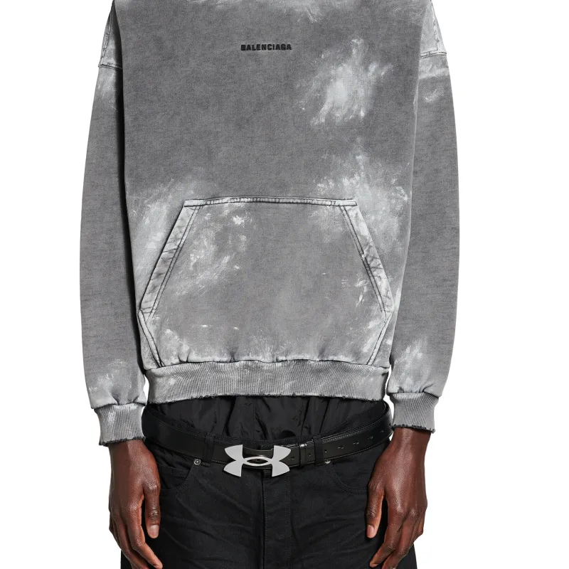 Balenciaga Logo Embroidered Faded Hoodie-5