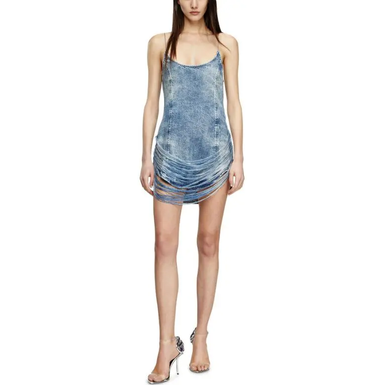 DIESEL De Dra Frayed Detailed Mini Dress-3