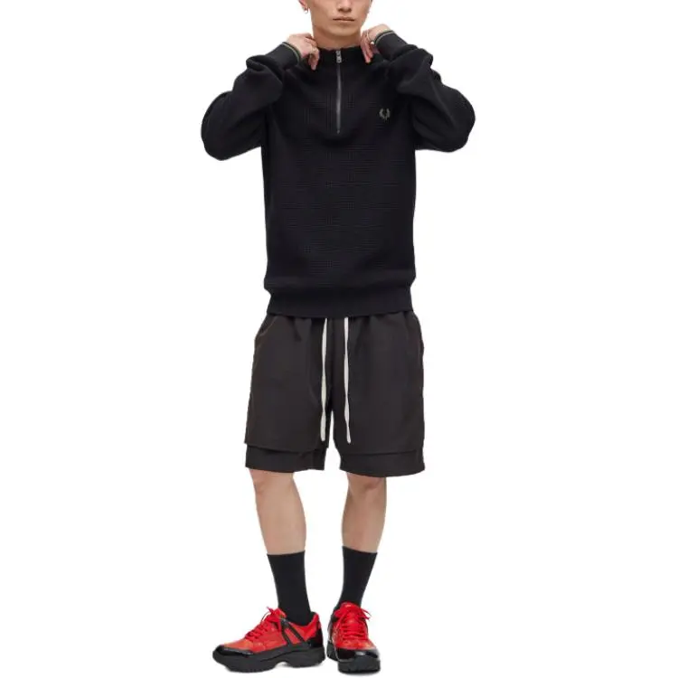 FRED PERRY Waffle stitch Half zip Sweater-2