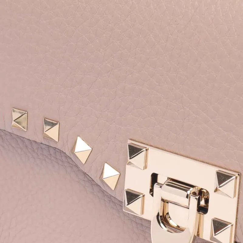 Valentino Rockstud Calfskin Shoulder Bag Trumpets Women's Nude-3