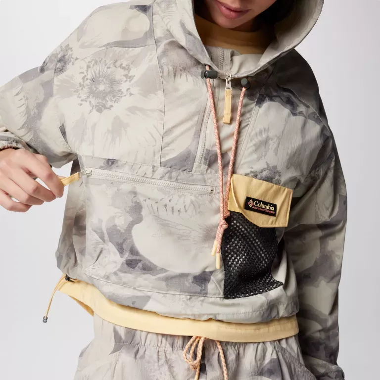Columbia Painted Peak Women's Painted Peak™ Cropped Wind Jacket Jackets Coats Women's Deep Stone Pear Blossom Print-2