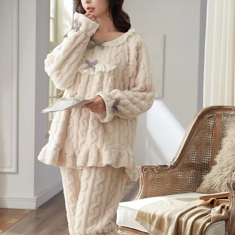 Ordifen Pajama Set Women's Cream Apricot-1