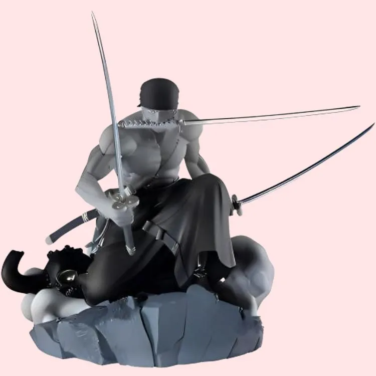 BANPRESTO Roronoa Zoro Glass Factory Diorama One Piece Painted Colors Bonus Gifts Black White-1