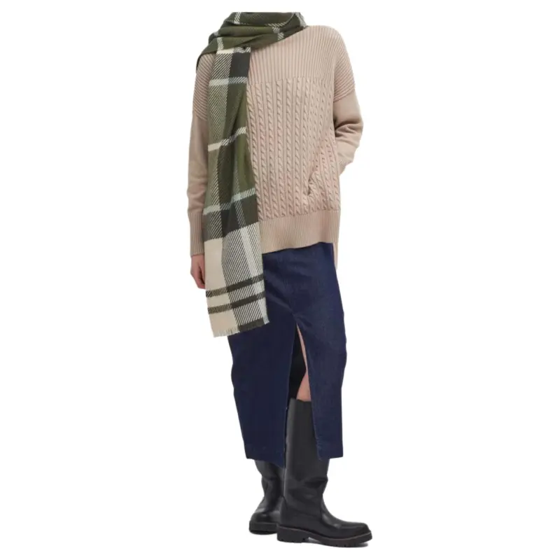 BARBOUR Acrylic Knit Scarves Women's Green-4
