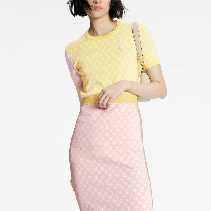LOUIS VUITTON Pastel Monogram Knit Tube Skirt-4