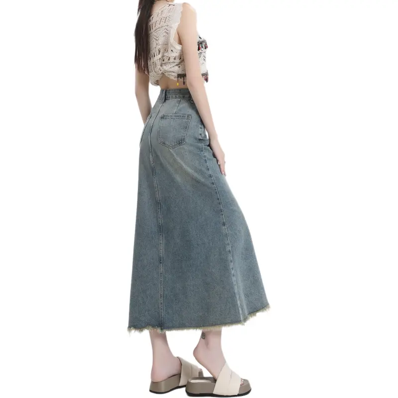 Wen Shan Denim Long Skirt Women's-1
