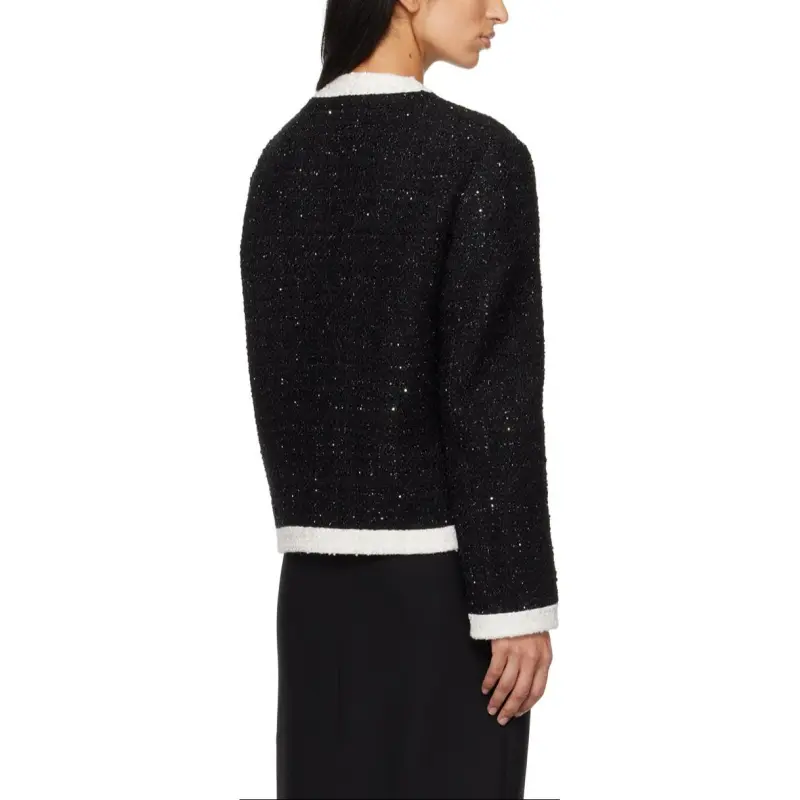 Valentino Logo Plaque Crewneck Tweed Jacket-2