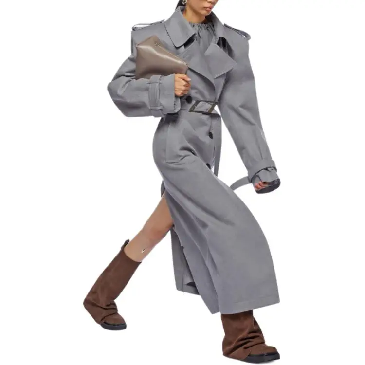 The Attico Shoulder pads Canvas Trench Coat-3
