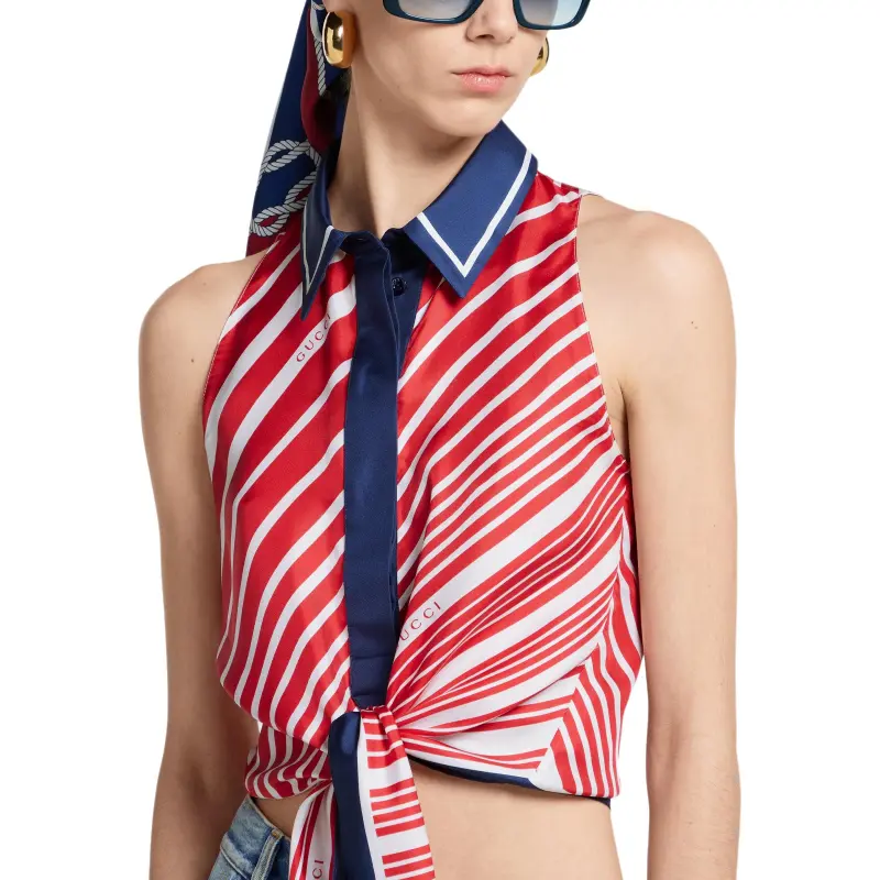 GUCCI Tank Top Women's Red Blue-3