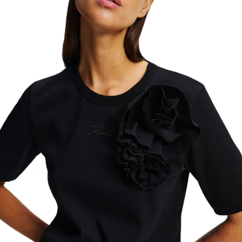 KARL LAGERFELD / Karl Lagerfeld Jeans Floral appliqué T shirt-4