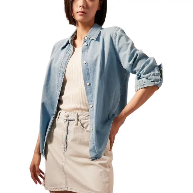CALVIN KLEIN Denim Series Shirt Women's Blue-3