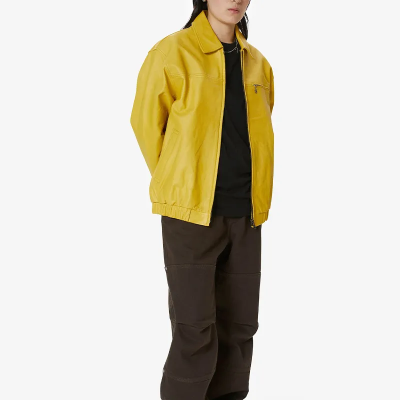Thisisneverthat Leather Jackets Unisex Yellow-2