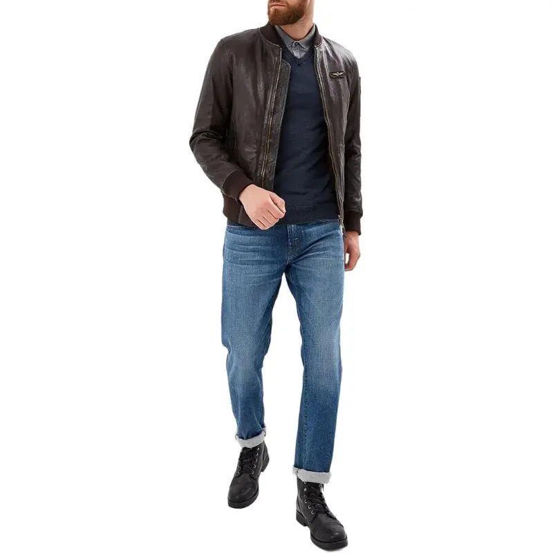 AERONAUTICA MILITARE Leather Jacket Men's Maroon-2