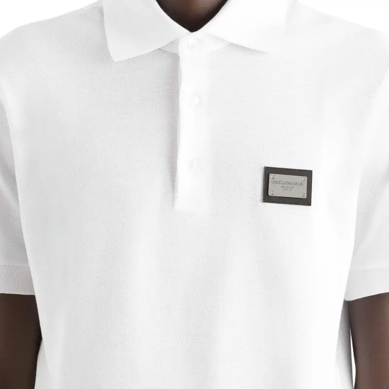 Dolce & Gabbana Logo Plaque Short Sleeved Polo Shirt-4