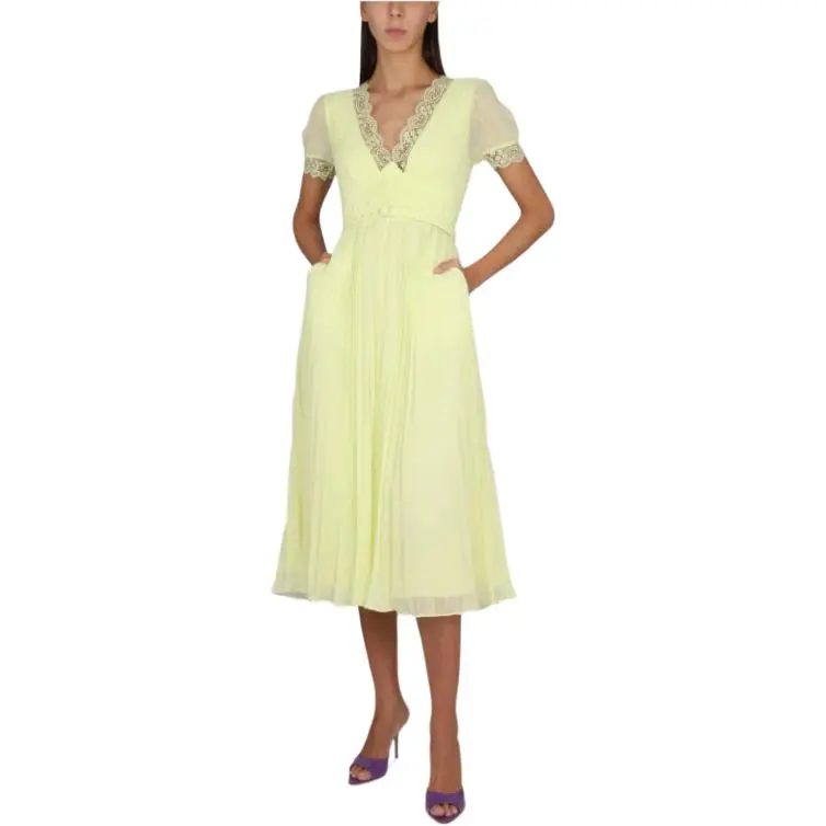 Self portrait V Neck Pleated Midi Dress-2
