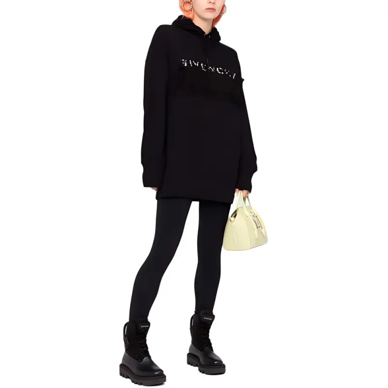 Givenchy Lace Oversized Hoodie 'Black'-1