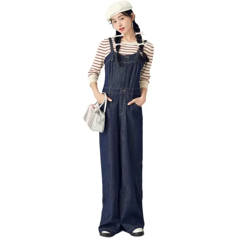 ZIHAN Overalls Women's Dark Denim Blue-6
