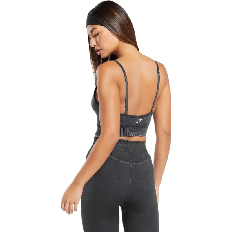 GYMSHARK Sweat Seamless Washed Midi Tank Sports Underwear Women's Black-1
