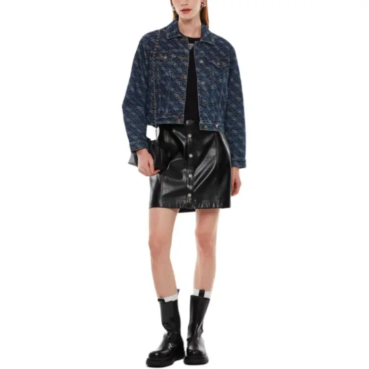 GUESS Leather Short Skirts Women's Black-4