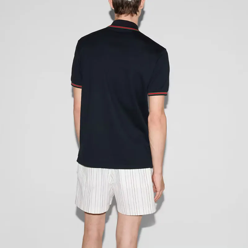 GUCCI Logo Embroidered Short Sleeve Polo Shirt-2
