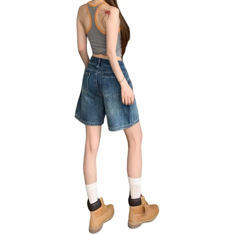 Wen Shan Denim Shorts Women's Vintage Blue-1