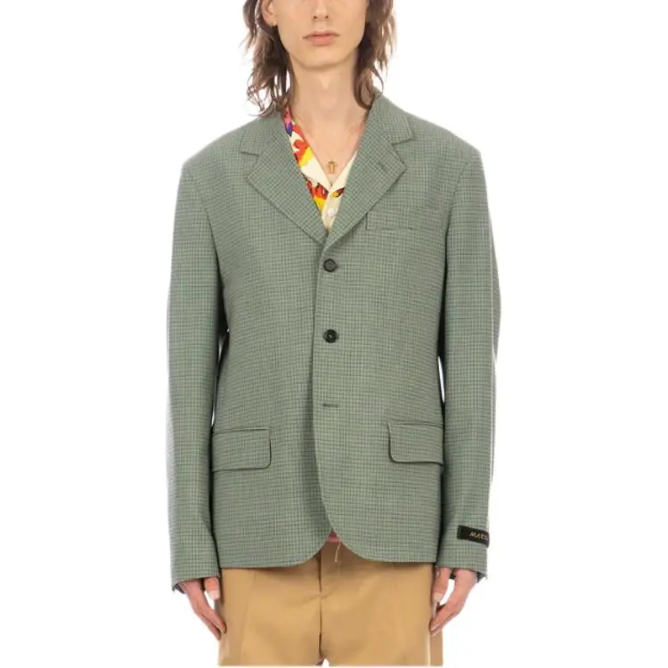 MARNI Grid check Single breasted Blazer-4
