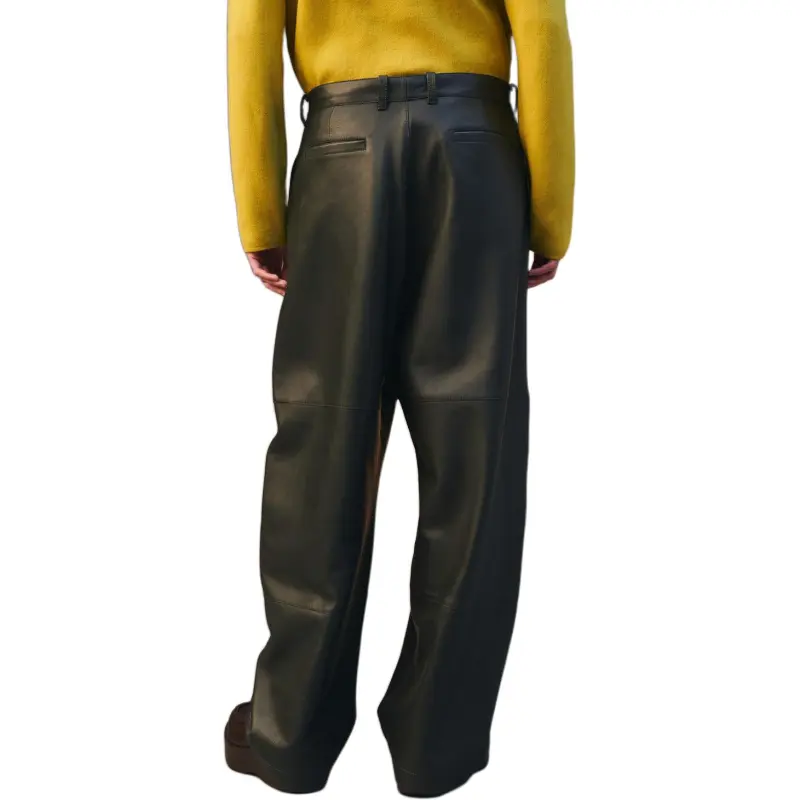 ZARA Leather Pants Men Gray-4