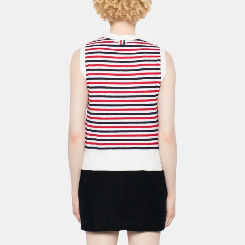 THOM BROWNE Striped Linen Top-2