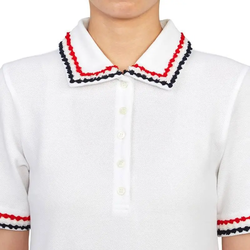THOM BROWNE Rwb Striped Short Sleeved Polo Dress-2