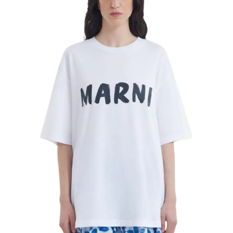 MARNI Oversized Logo T Shirts White-2
