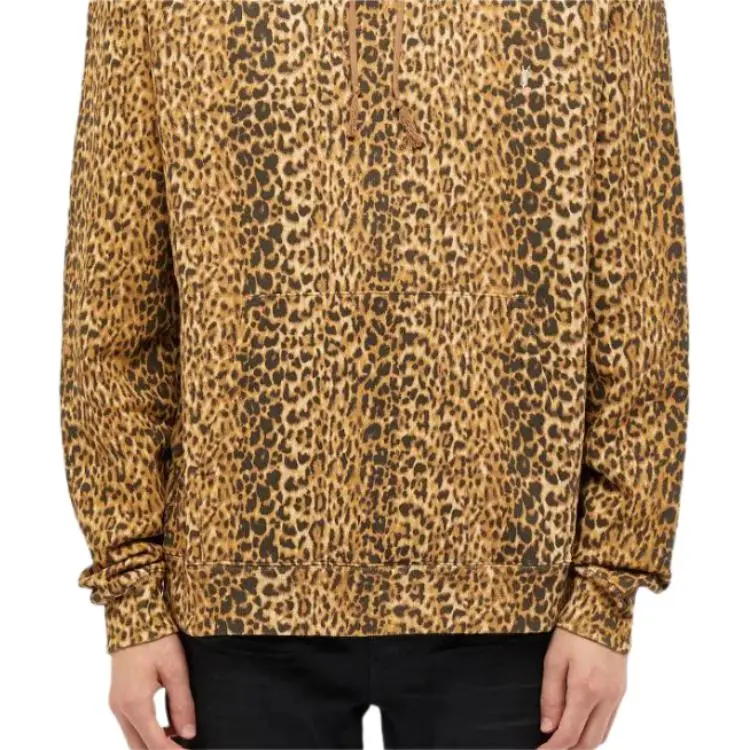 SAINT LAURENT Leopard-print Cotton Hoodie-5