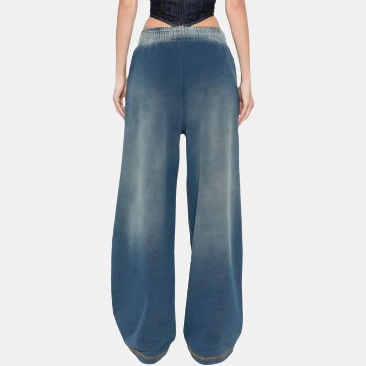 DIESEL Logo Embroidered Wide Leg Sweatpants-3