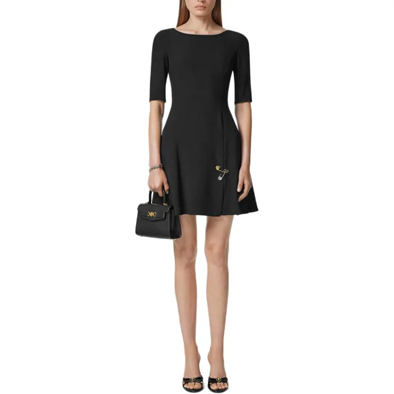 VERSACE Safety Pin Detailed Half Sleeved Dress-1