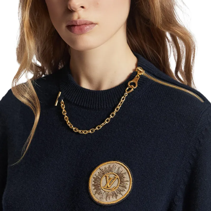 LOUIS VUITTON 1ABYRG Chain Detail Patch Sweater-5