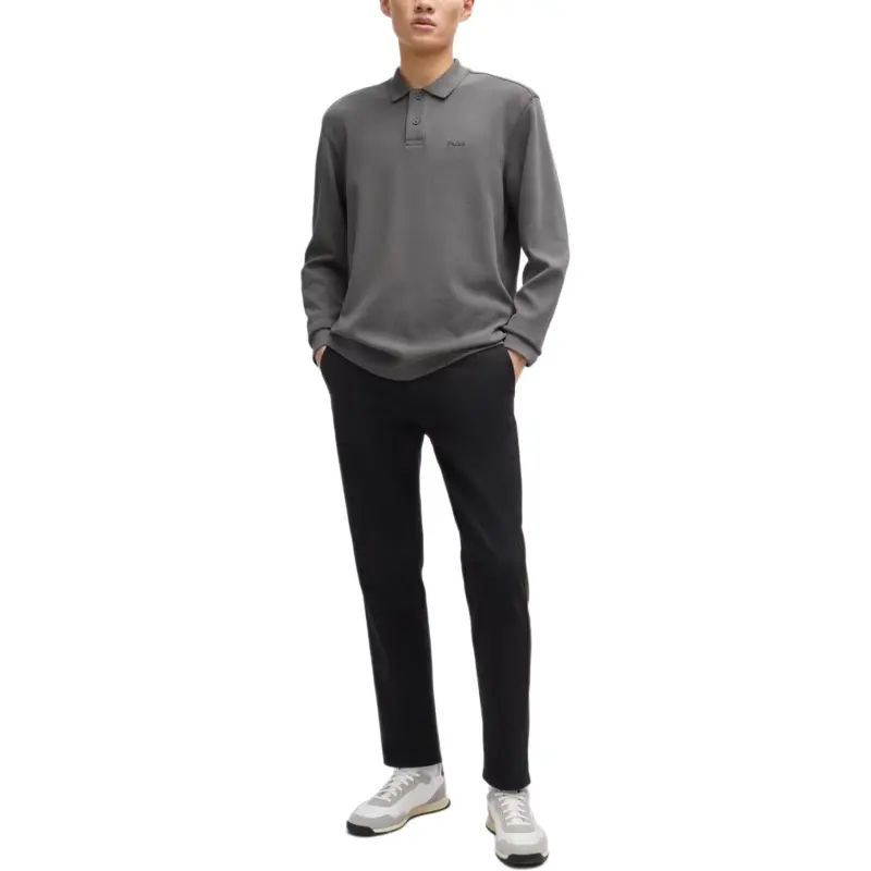 HUGO BOSS Long Sleeved Knit Polo Shirt-1