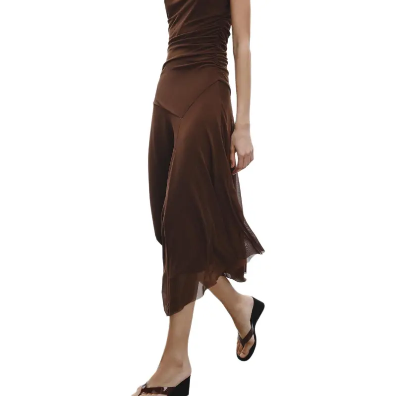 ZARA Sleeveless Dress Women's Brown-3