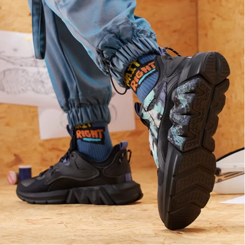 XTEP Cushioning Anti Slip And Wear Resistant Low Top Casual Shoes Men's Black Green Blue-4
