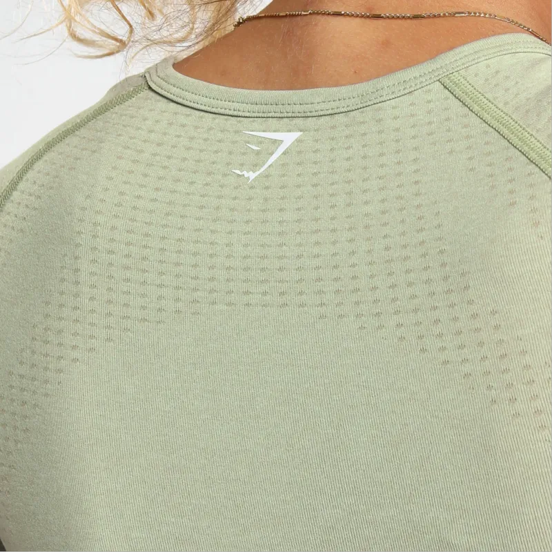 GYMSHARK T-Shirt Women's Light Sage Green With Greyish Limestone-3