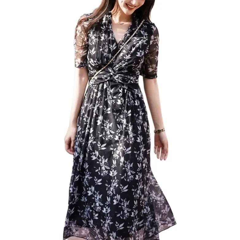 Yiner Short Sleeved Dresses Women's Black-3