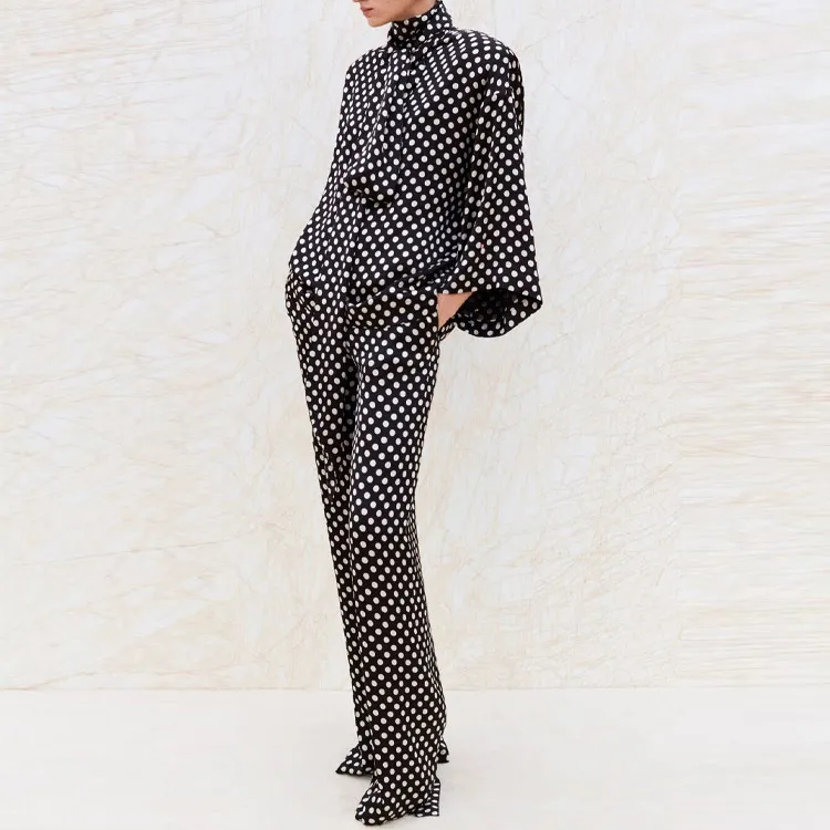 SAINT LAURENT Polka dot Tailored Silk Trousers-2