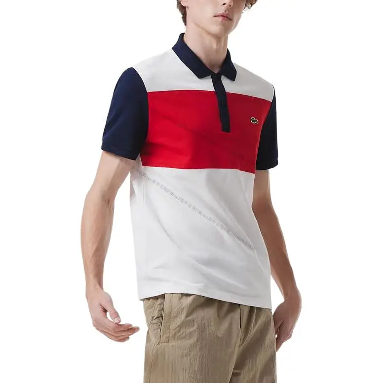 LACOSTE Polo Shirt Men's Navy Blue Red White-2