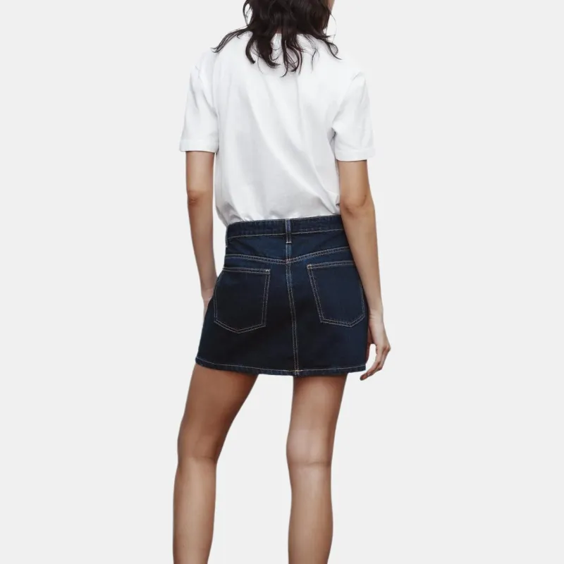 ZARA Trf Denim Short Skirts Women's Deep Indigo Cyan-3
