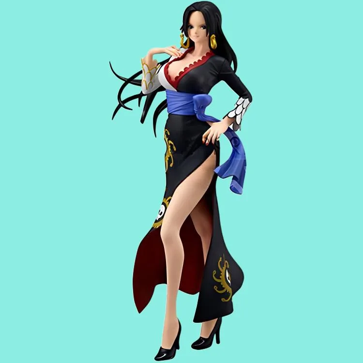 BANPRESTO Boa Hancock Glass Factory One Piece Stampede Theater Boa Hancock Black Dress Bonus Gifts 24cm-1