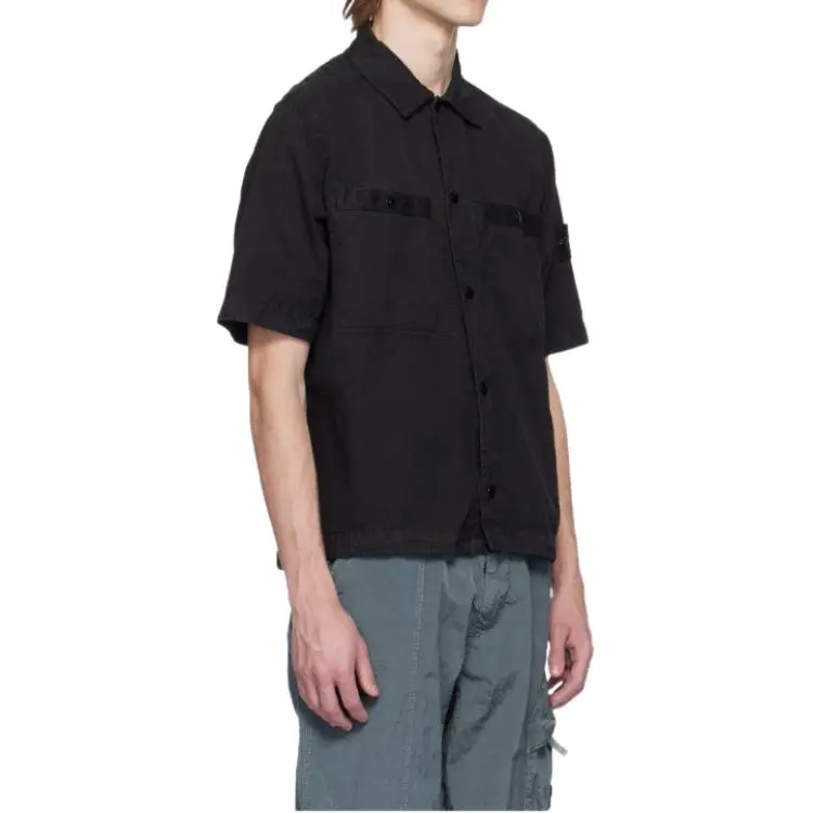 STONE ISLAND Logo Patch Short Sleeved Shirt-3