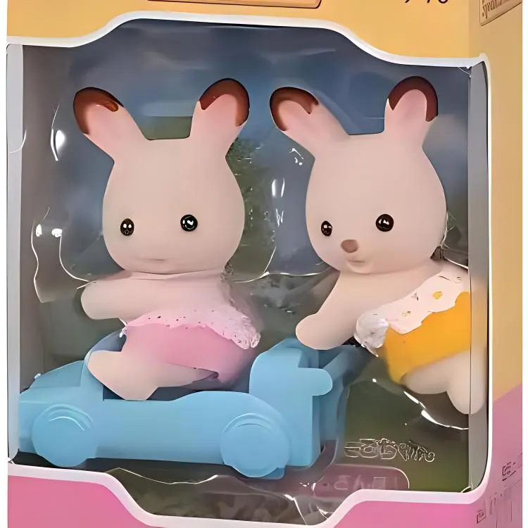 Sylvanian Families Chocolate Bunny Twins Dolls Plush Doll Small Size High-2
