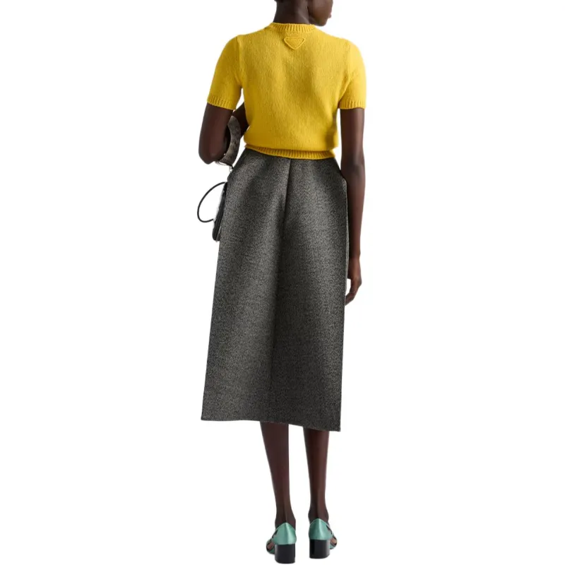 PRADA Mouliné High Waist Midi Skirt-2