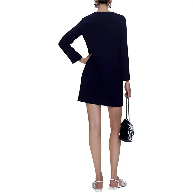 CHANEL Long-Sleeved Dresses Women's Marine Blue-1