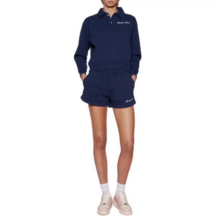 SPORTY & RICH Logo embroidered Cotton Polo Shirt-1