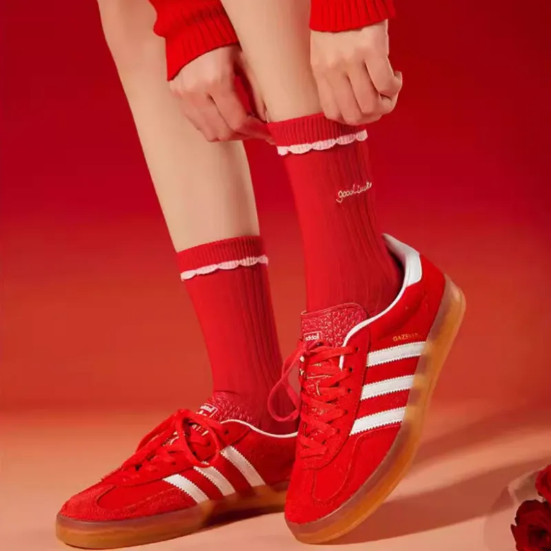 MADALLO Mid Calf Socks Women's 6 Pack Red-4