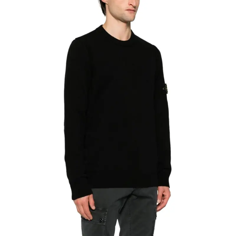 STONE ISLAND Logo Patch Crewneck Knitted Jumper-4